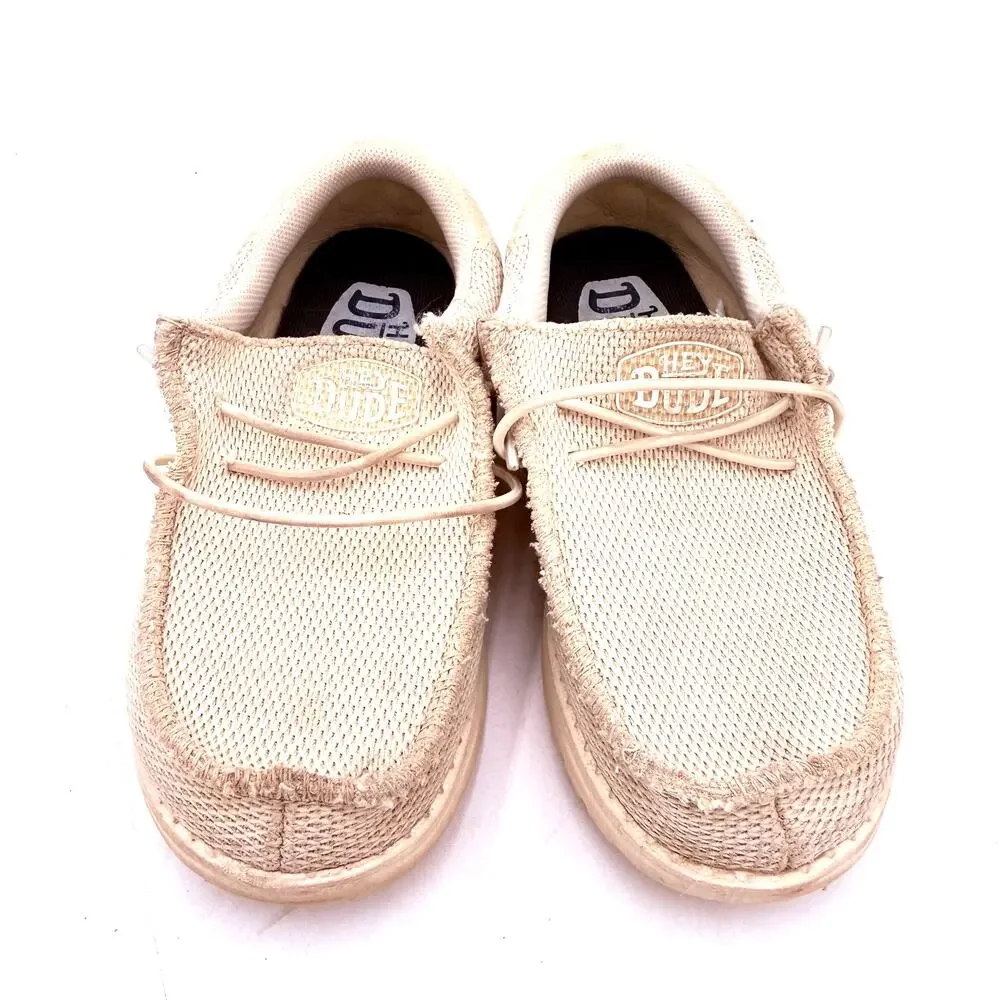Hey Dude Kids Walley Youth Funk Mono Natural Boat Shoes Size 13
